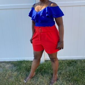 BEAUTIFUL ROYAL BLUE COLD SHOULDER BLOUSE MEDIUM